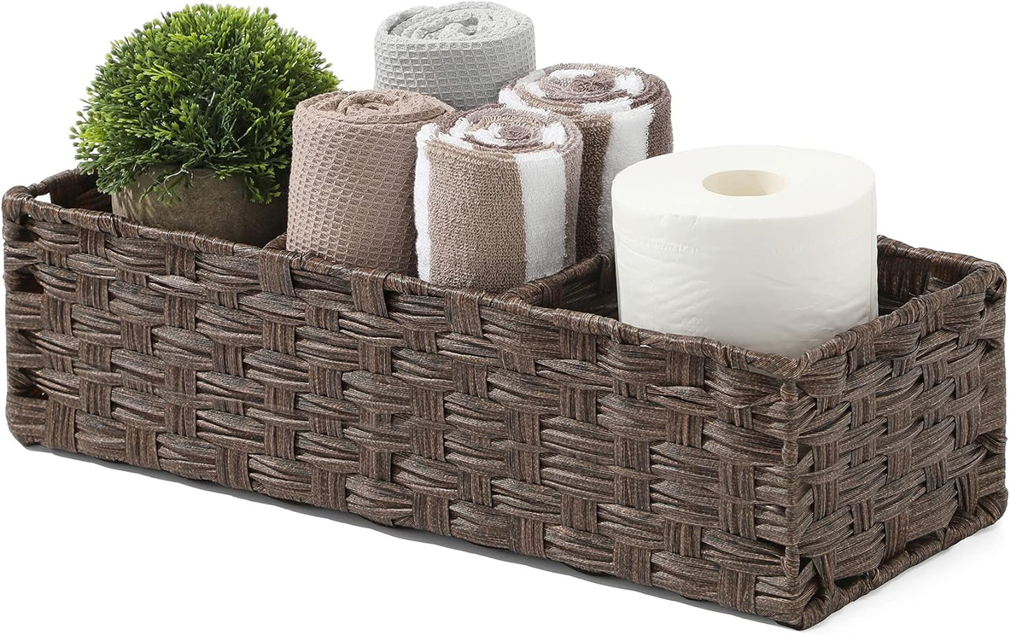 Cesta mimbre plástico baño con divisor organizar