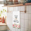 Toalla de cocina con flores pink para regalo de embarazo