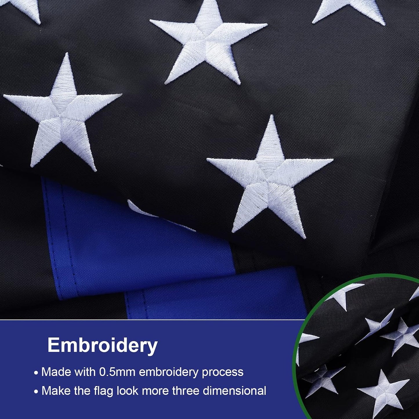 Bandera azul 3x5ft estrellas bordadas poliéster resistente