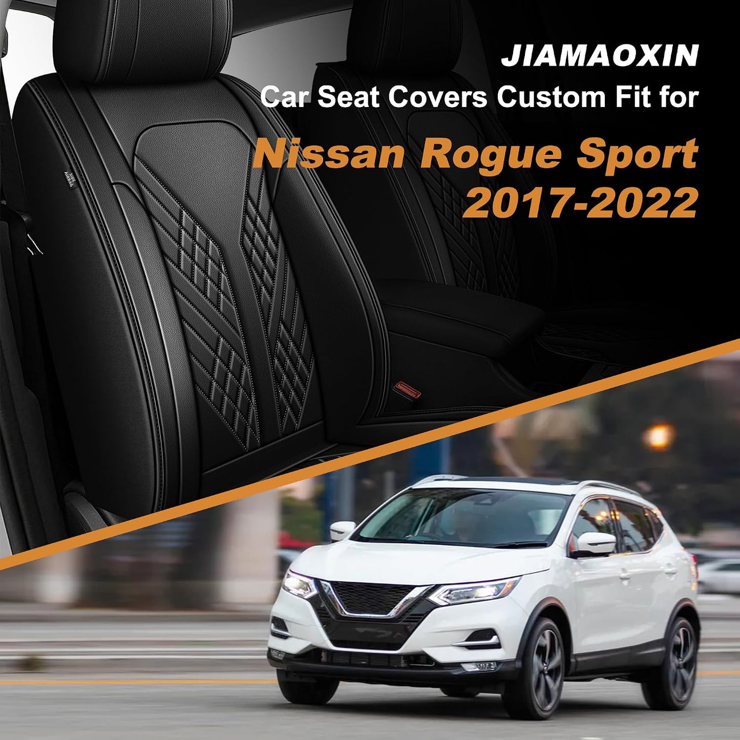 Fundas asiento Nissan Rogue Sport 17-22 piel sintética negro