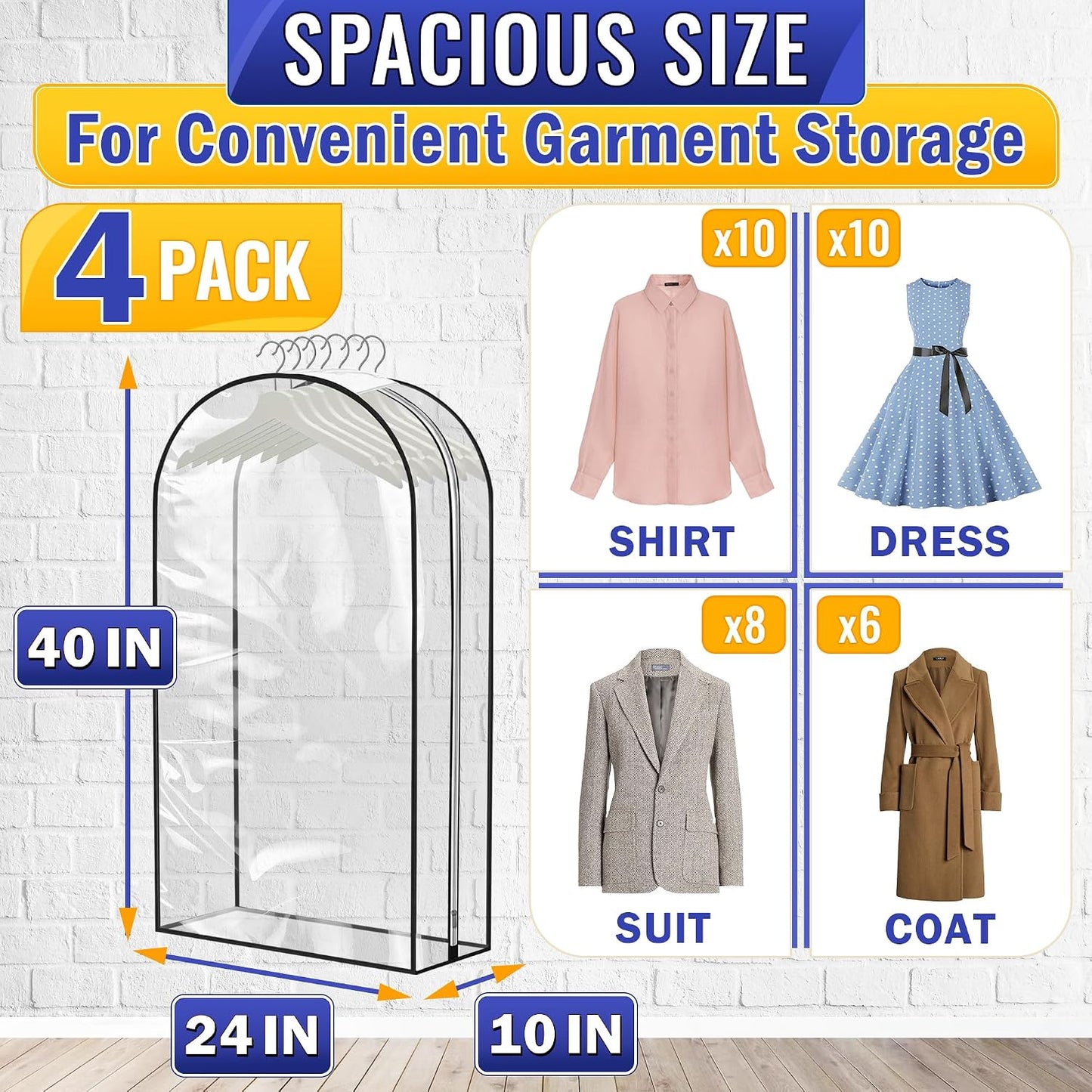 Funda para ropa equipaje vestidos 42pulg con ventana 5uds