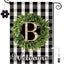 Bandera jardín monograma B 12.5x18pulg búfalo boj corona