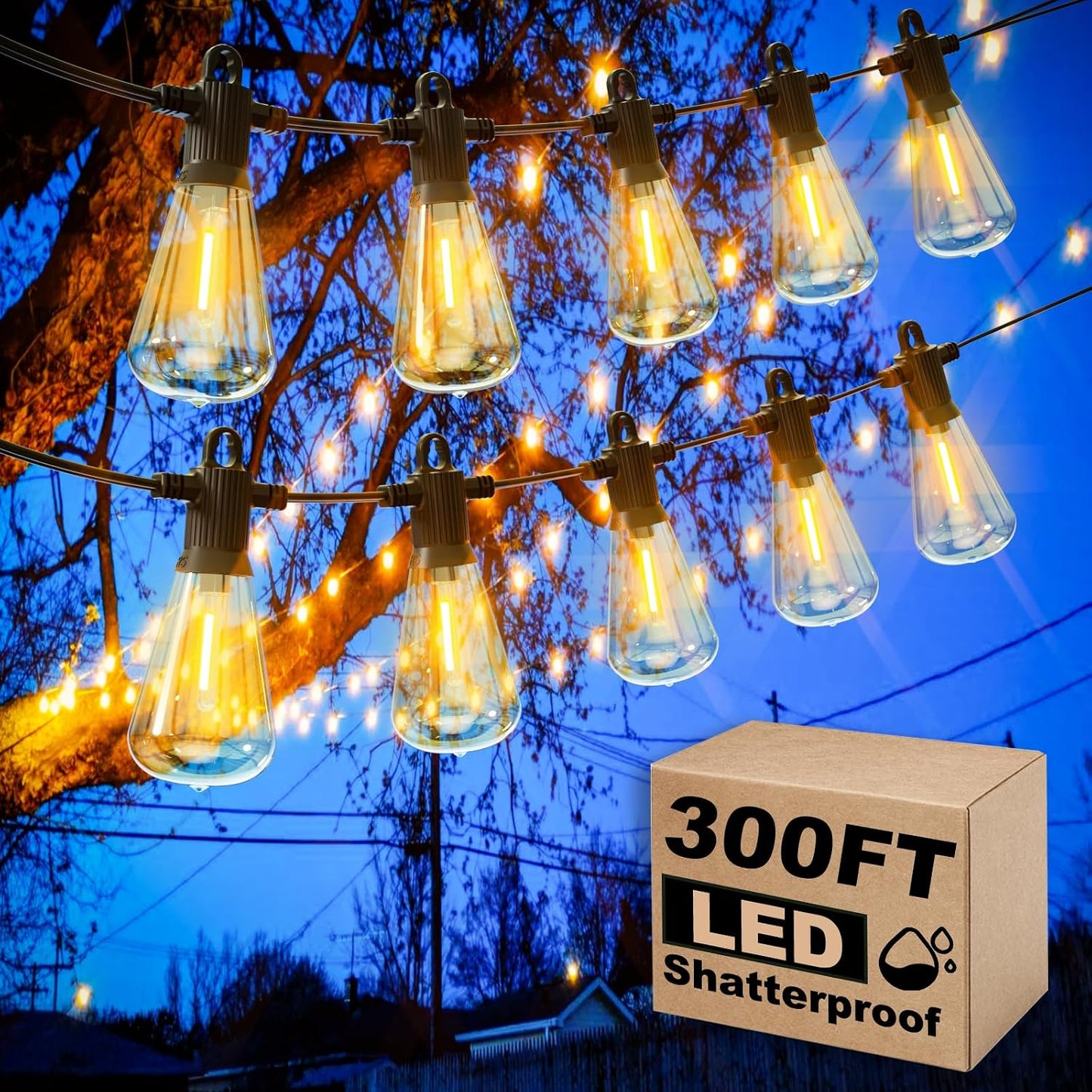 Luces cadena LED impermeables 300ft 146 bombillas ST38