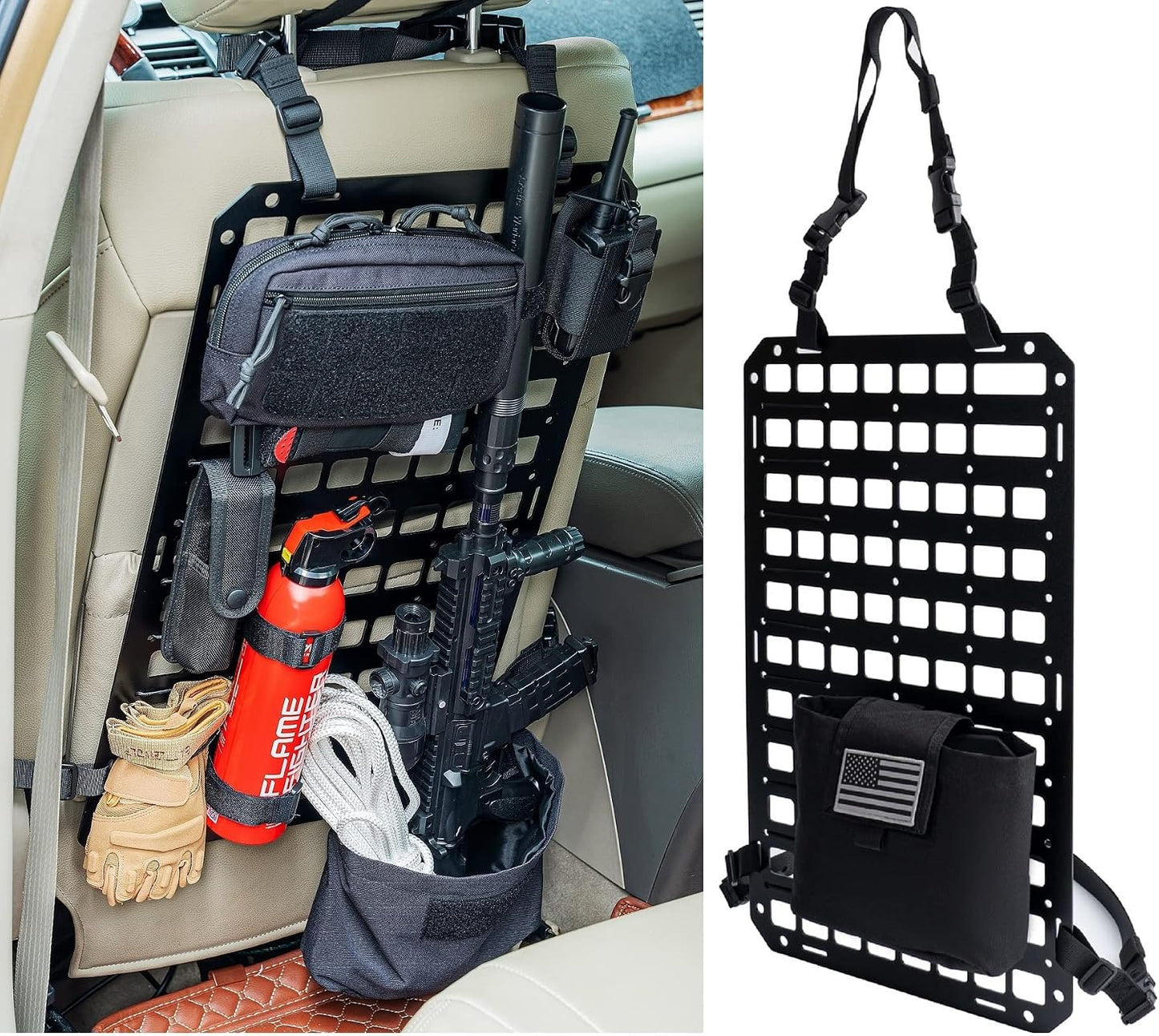 Panel MOLLE rígido para respaldo asiento coche aluminio