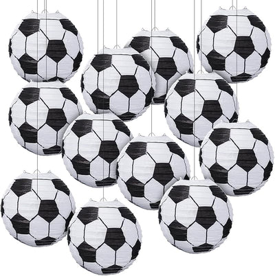 12 Linternas papel fútbol 8pulg decoración fiesta cumpleaños
