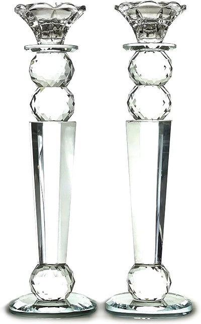 2 Candelabros Cristal Forma Cónica Inversa Decorativos Hogar