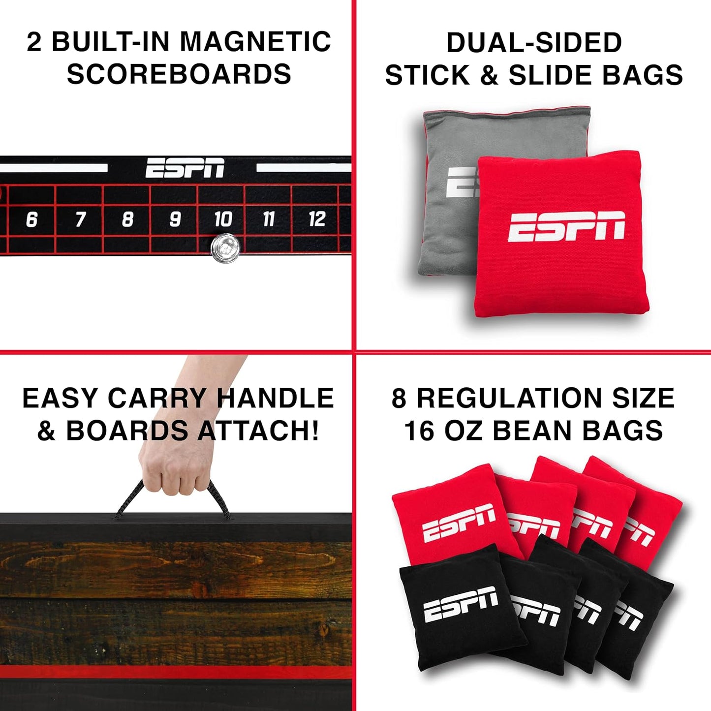 Set Mesa Cornhole Madera con Bolsas y Maleta de Viaje
