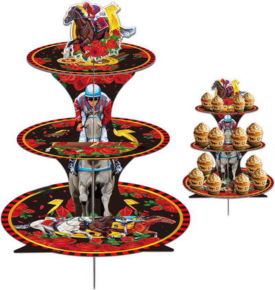 Torre de cupcakes de cartón para fiestas de carreras de caballos