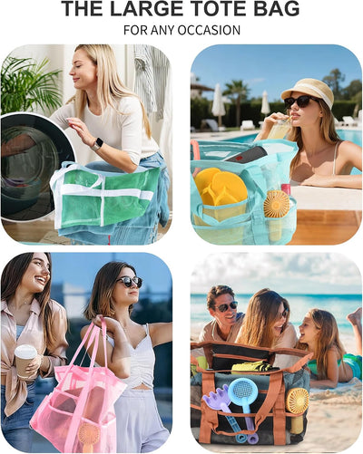 Bolsa playa redonda para mujer plegable con compartimentos