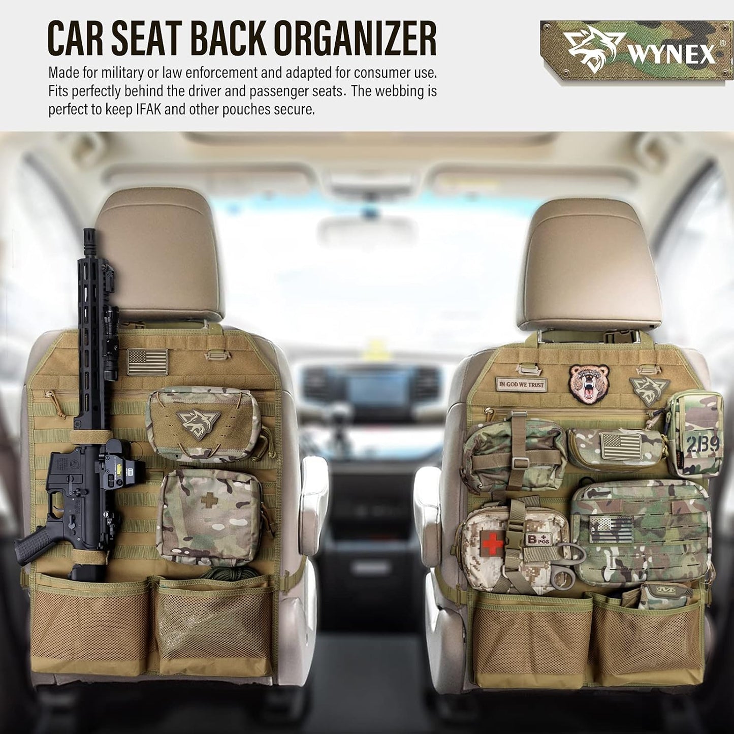 Organiz. asiento coche ajuste universal con correas molle