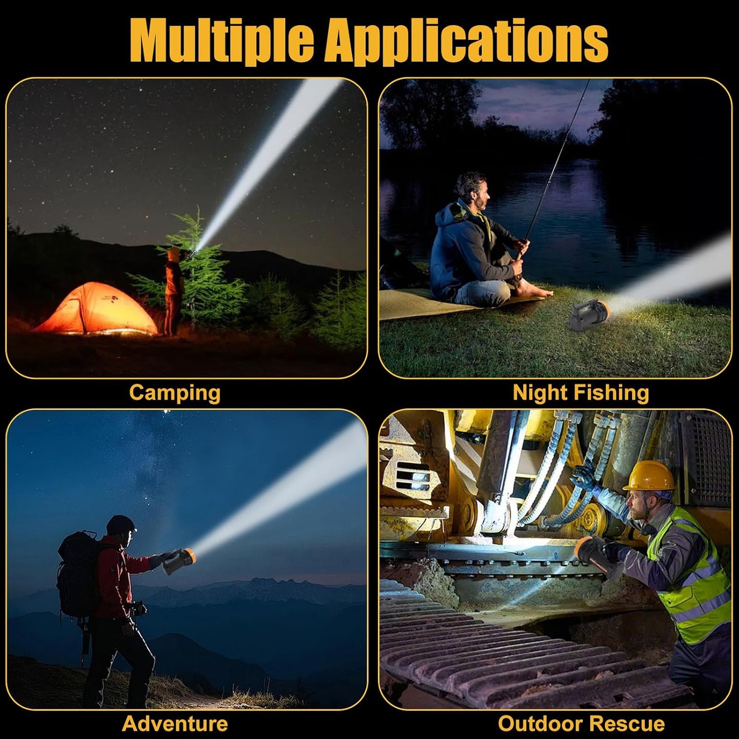 Linterna LED recargable 4 modos luz portátil impermeable