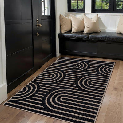 Alfombra yute exterior 2x3pulg antideslizante color negro