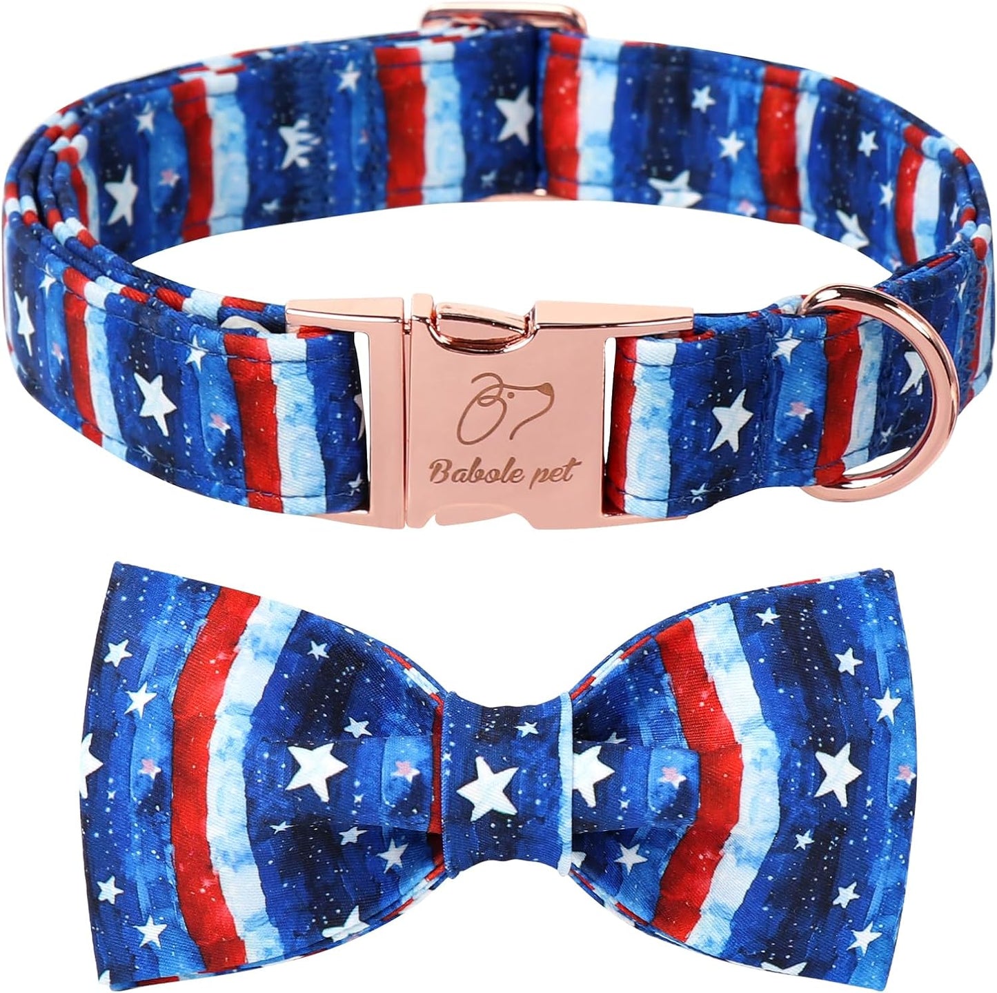 Collar perro pajarita patriótico Día Independencia L