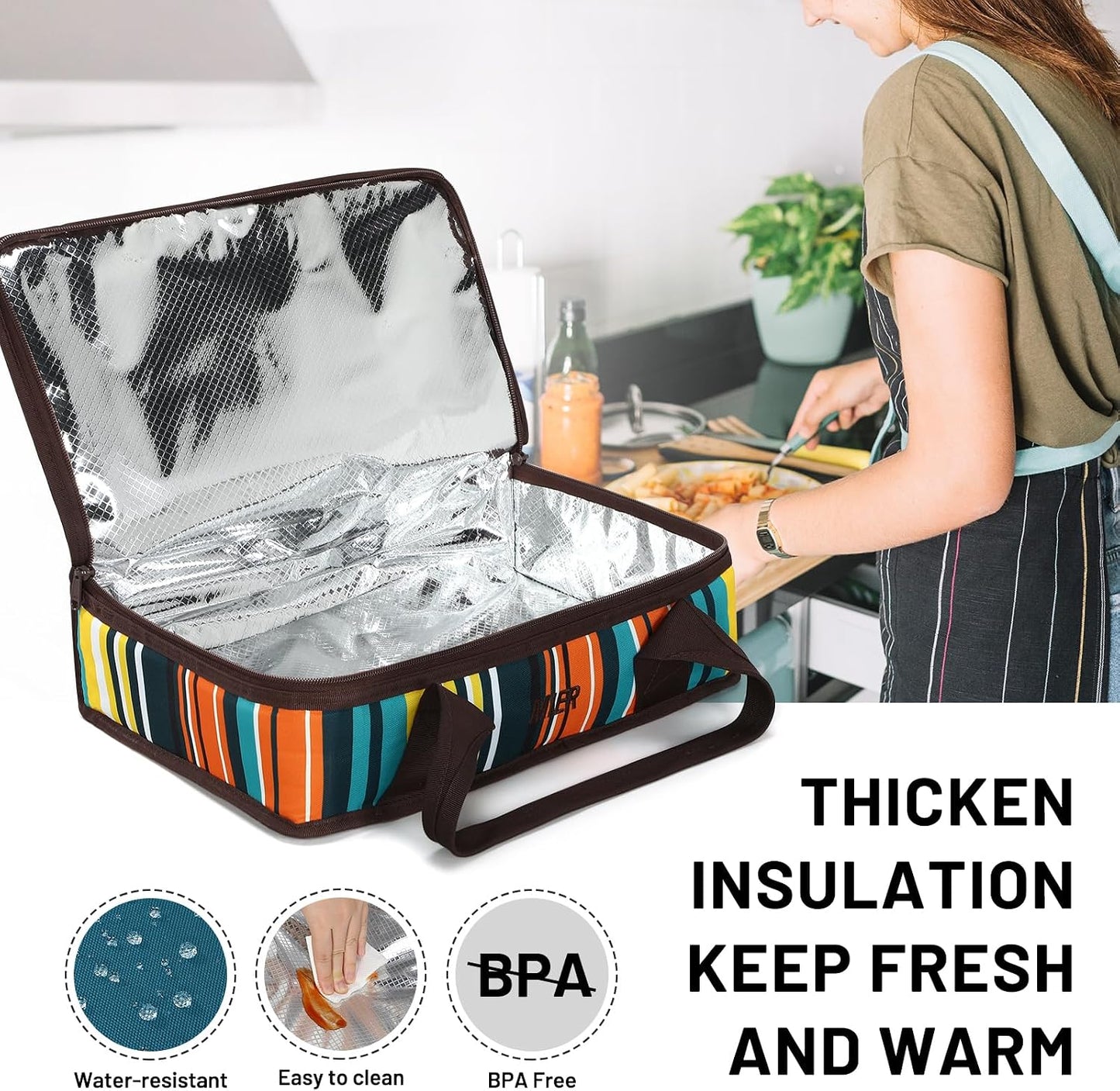 Bolsa térmica para lasaña 9x13" adaptador plato hornear