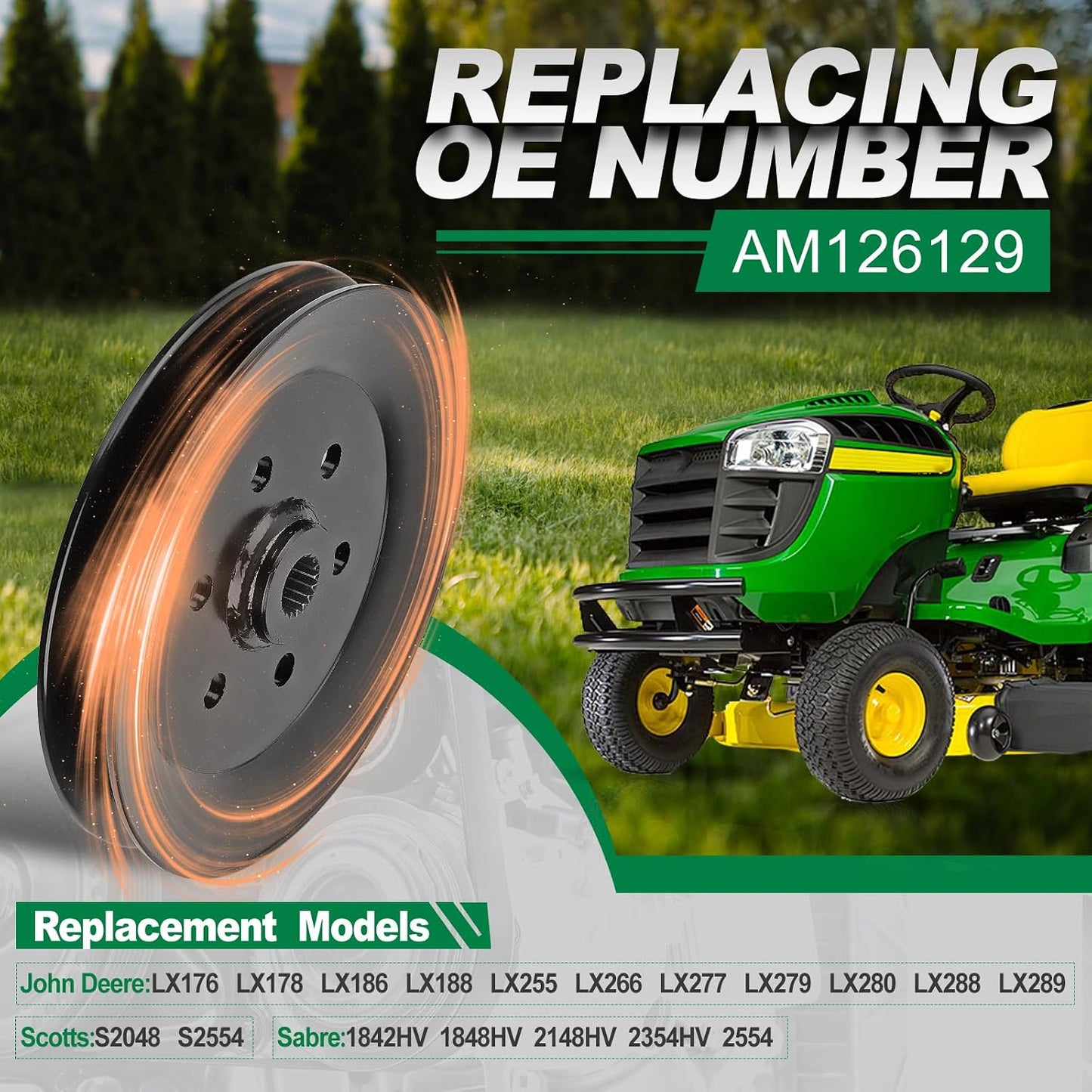 Polea transmisión John Deere LXG 6" acero