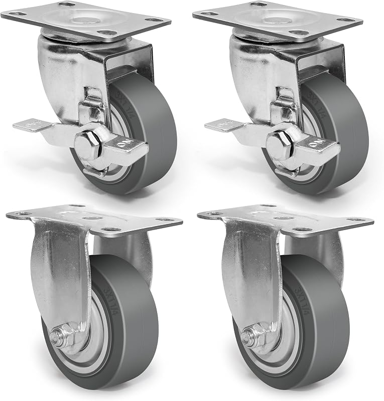 Ruedas giratorias placa 3" 1200lb set 4