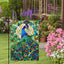 Bandera jardín cristal pavo real 12x18pulg doble cara
