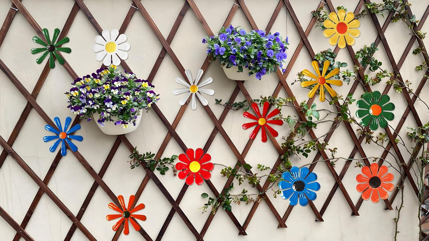 Set 12 Pzas Adornos Metal Flores Pared Sala Estar