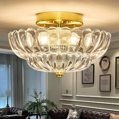 Lámpara techo dorada 3 luces cristal moderna dormitorio