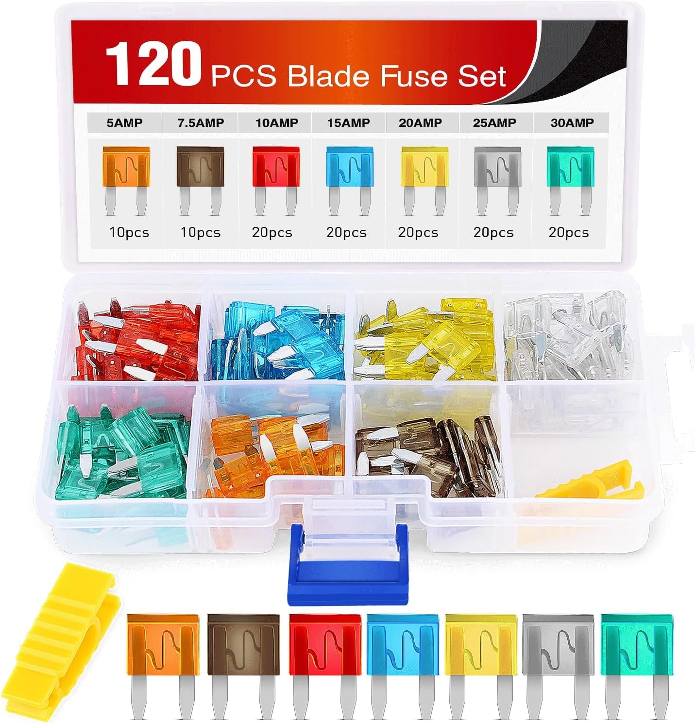 120 Fusibles Cuchilla 5-30 AMP Automotriz Multicolor