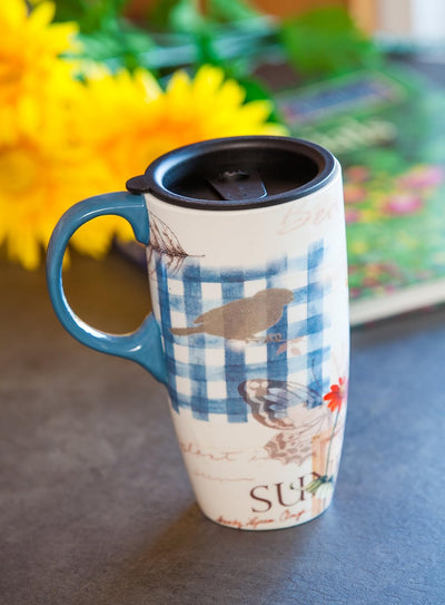 Taza viaje girasol 17oz acero inox aislada