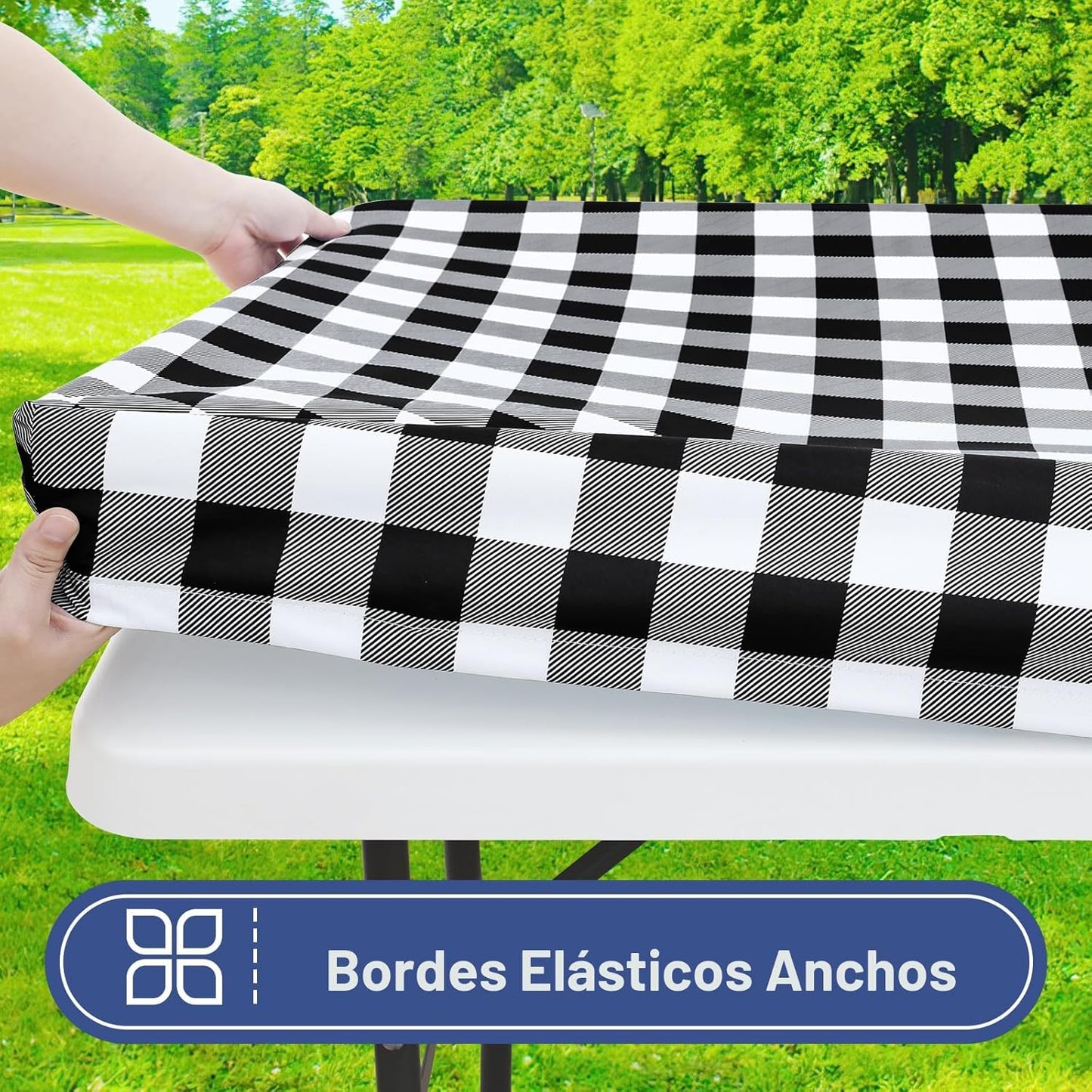 Mantel picnic fundas banco elástico impermeable 8ft negro