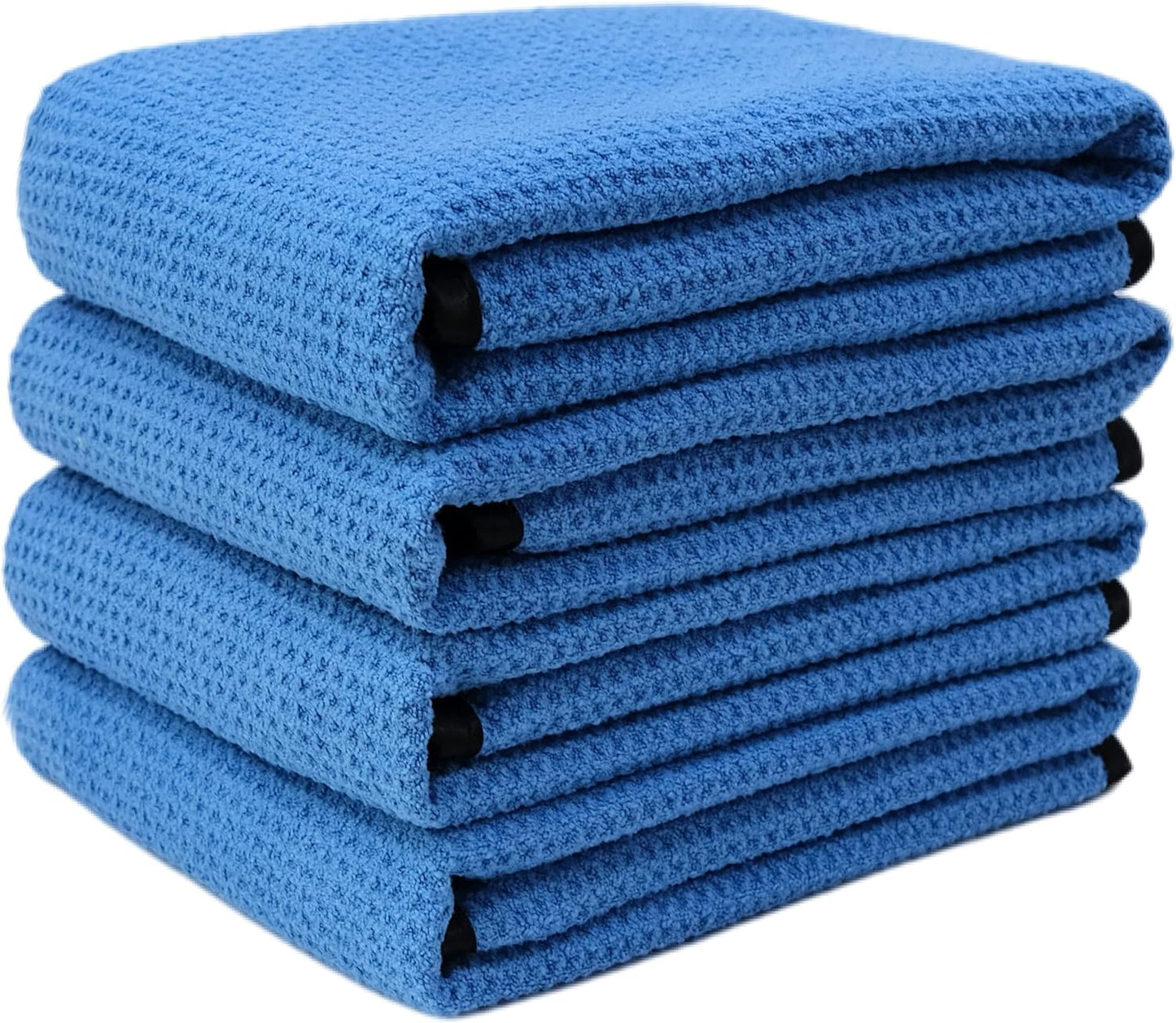Toalla microfibra gofre azul 16x24" set 4