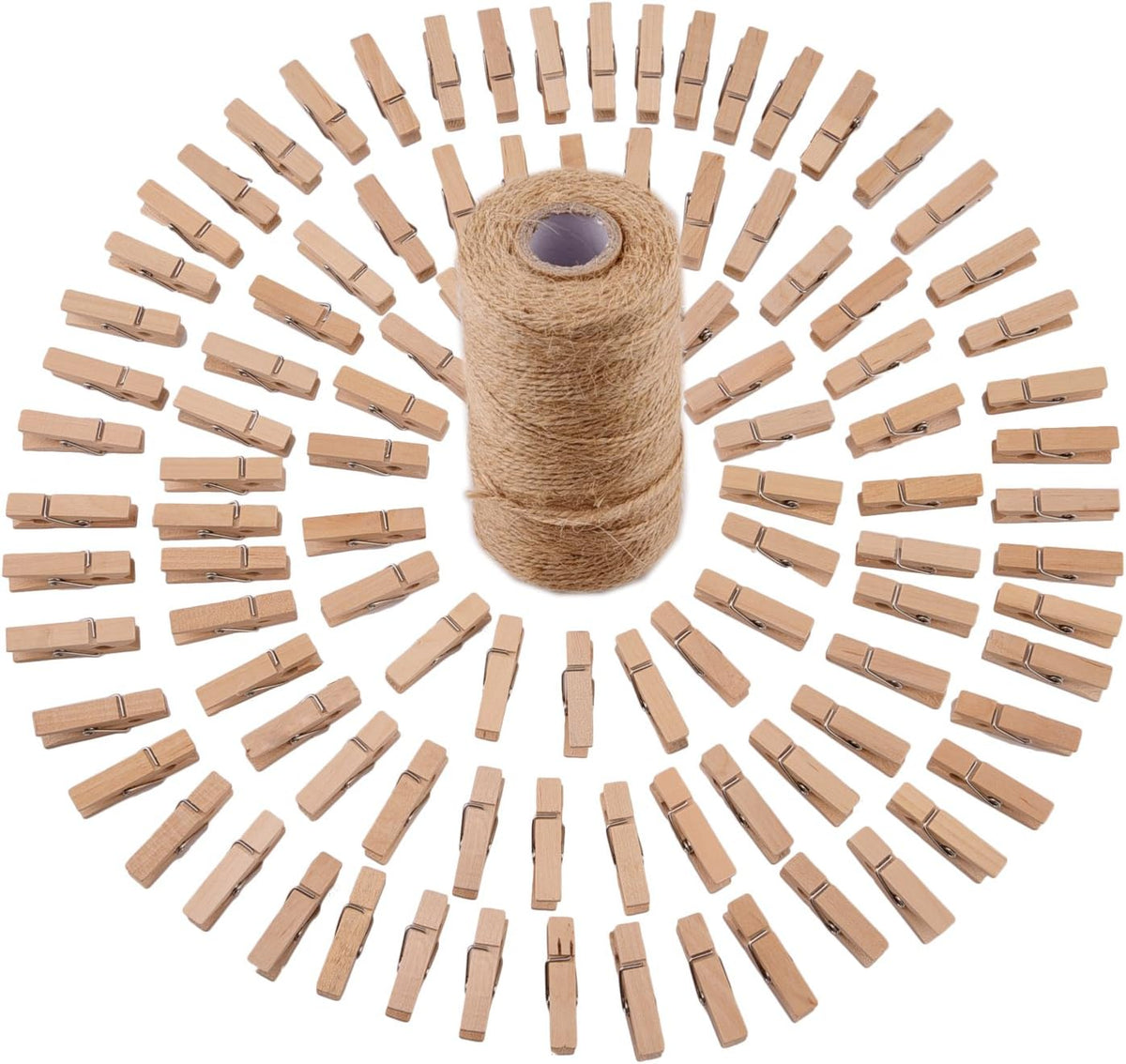 Cordel yute 320ft 100pzas pinzas madera manualidades