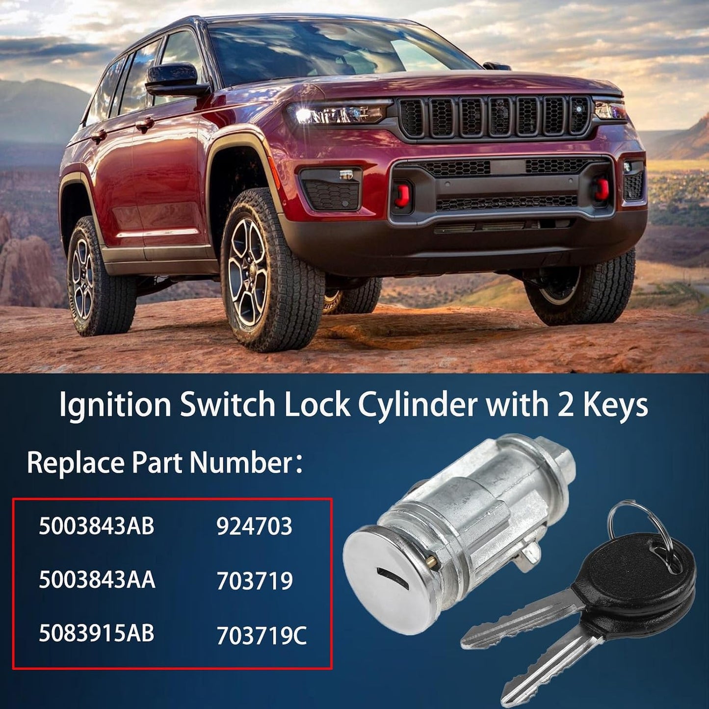 Cilindro bloqueo encendido 2 llaves comp Chrysler Dodge Jeep