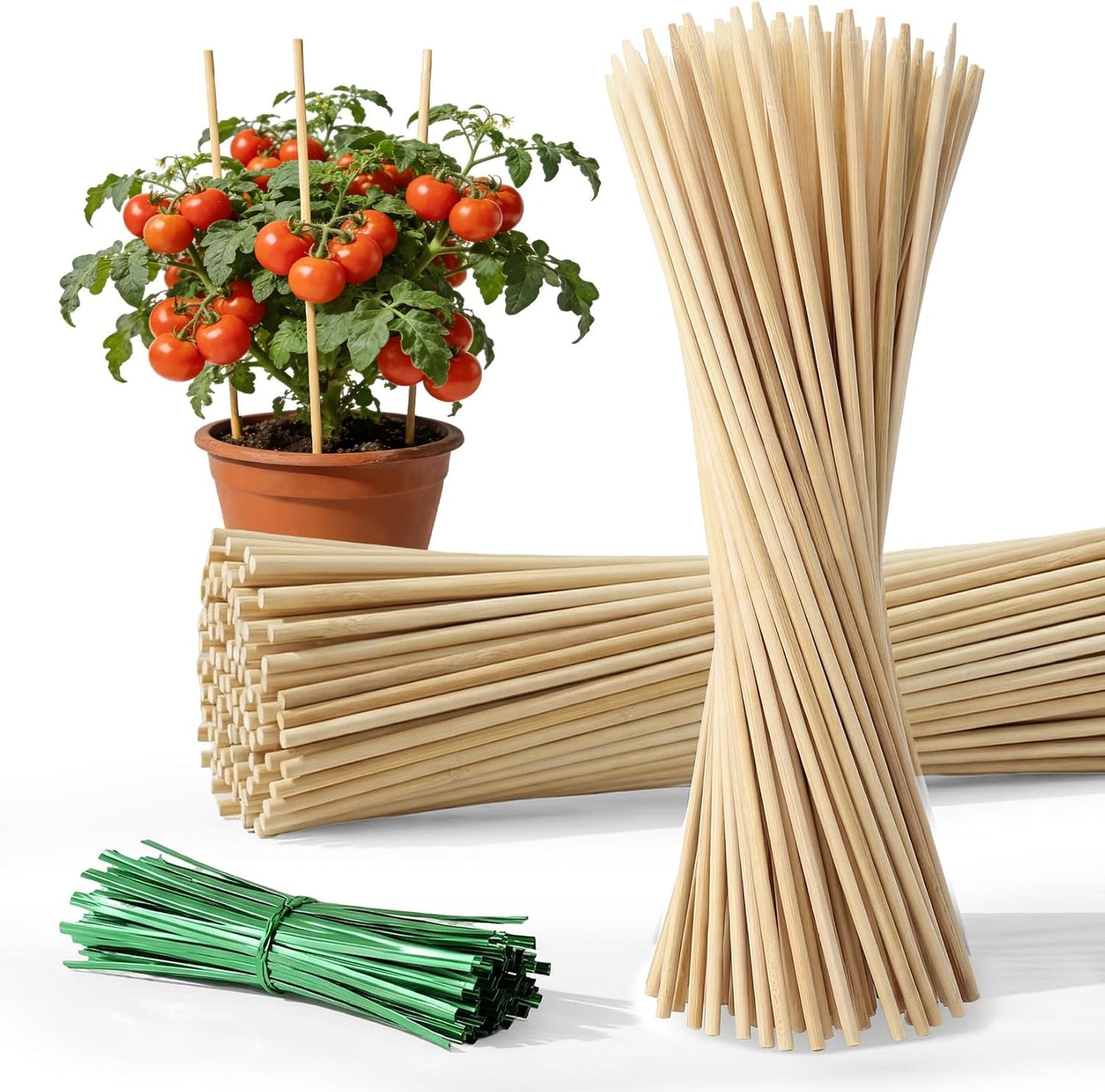 Estacas para plantas 40 pzas 9.8pulg con 30 lazos verdes