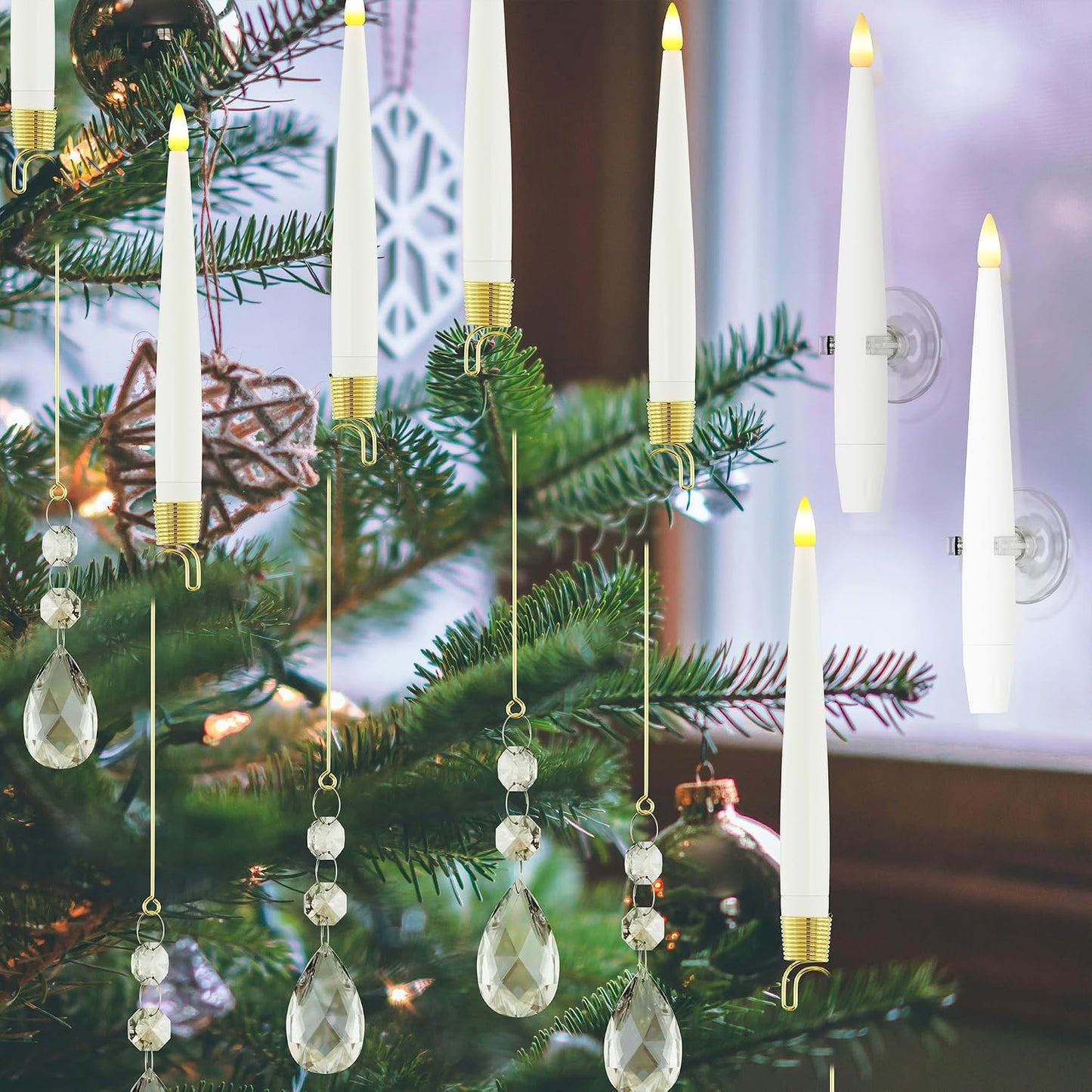 Velas LED sin llama con control remoto 10 pzas ventosa árbol navidad