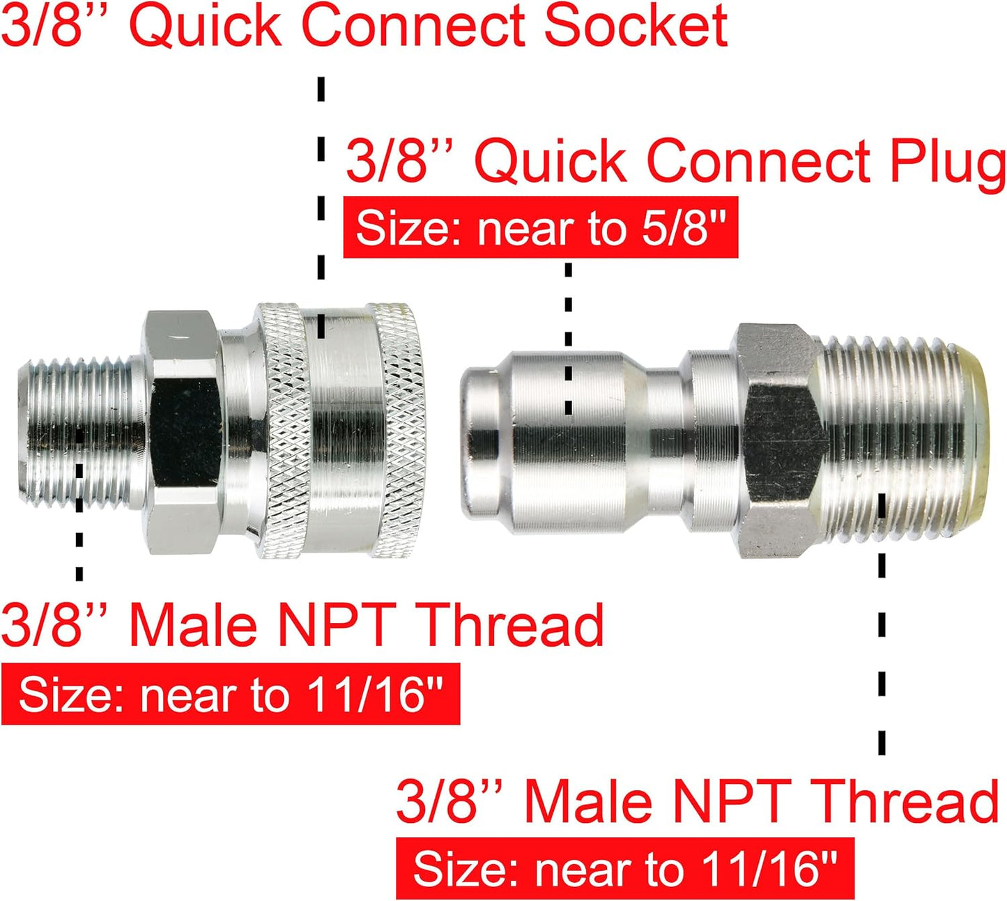 Set adaptadores lavadora presión 3/8" 5000PSI