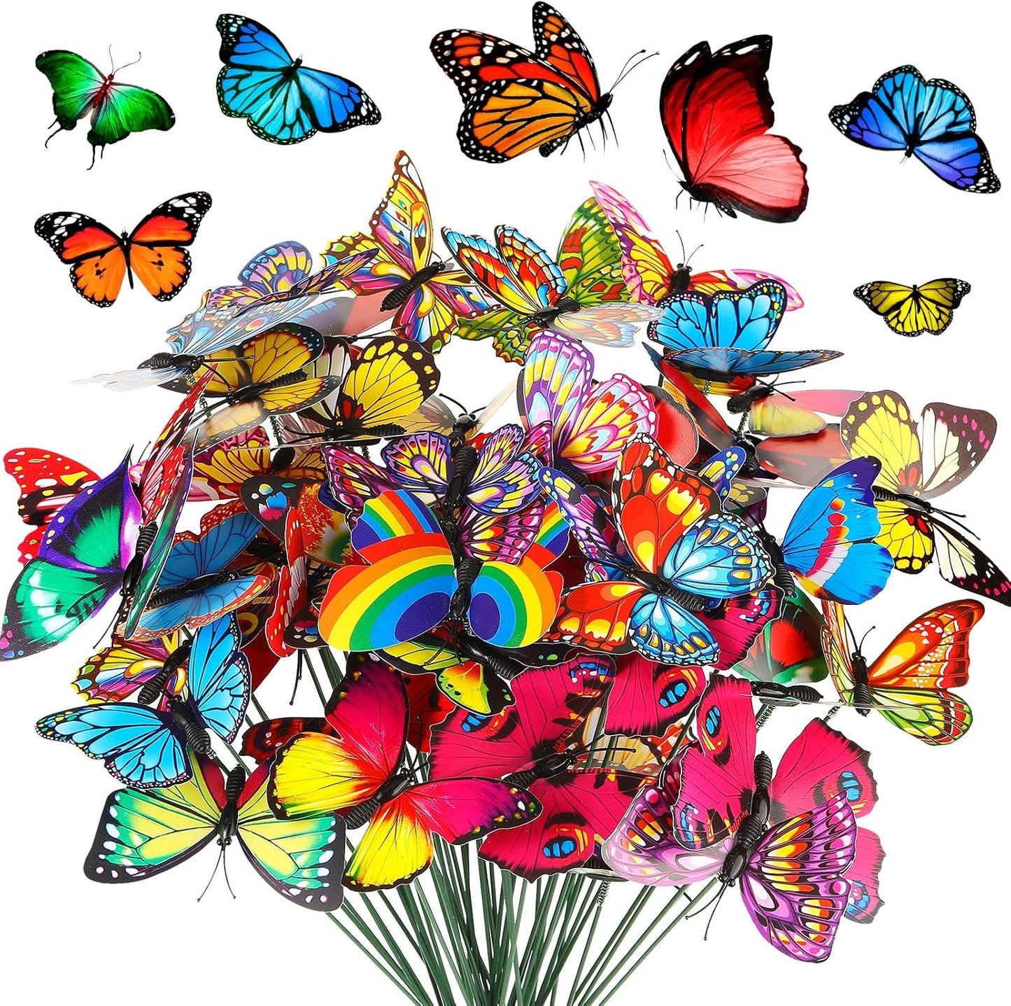 150 Pzas Decoración Jardín Mariposas 10" Impermeables