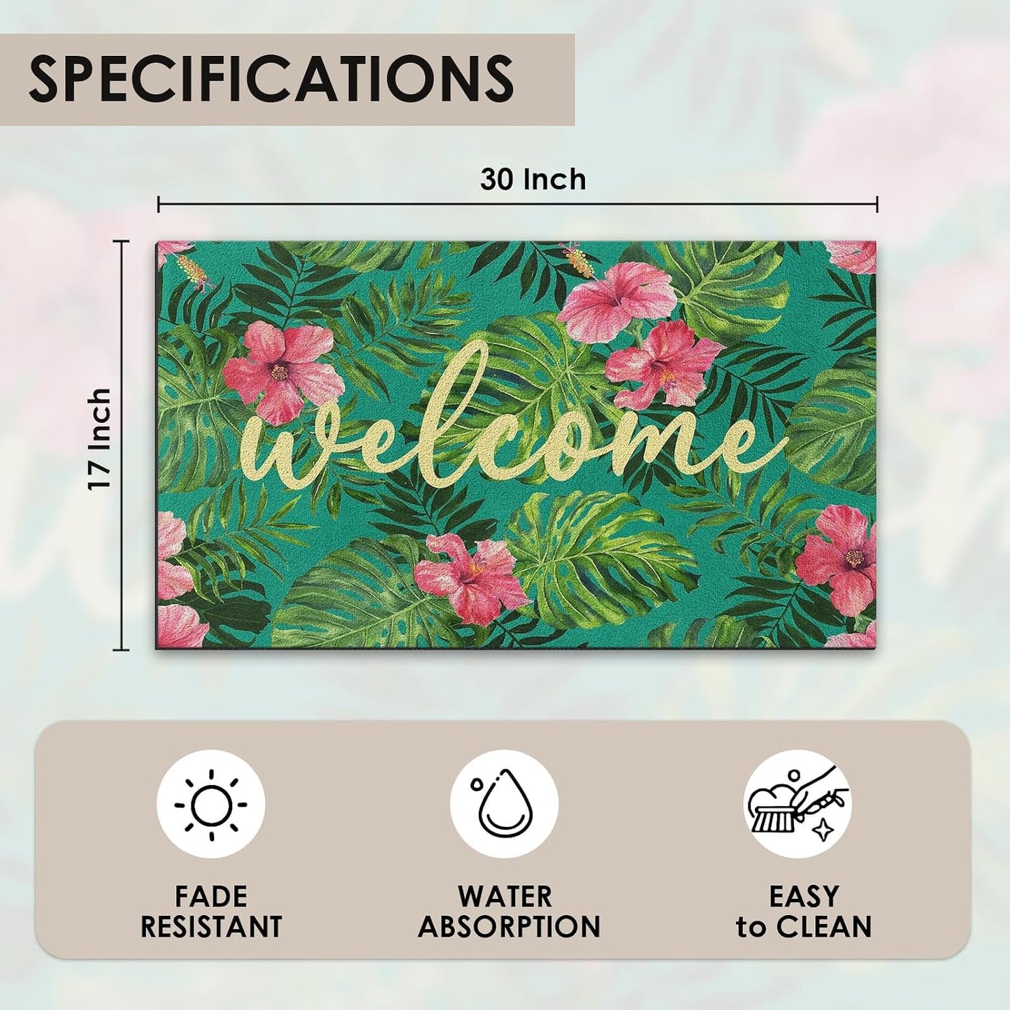 Tapete puerta hoja palma 17x30" camuflaje gris antiderrap