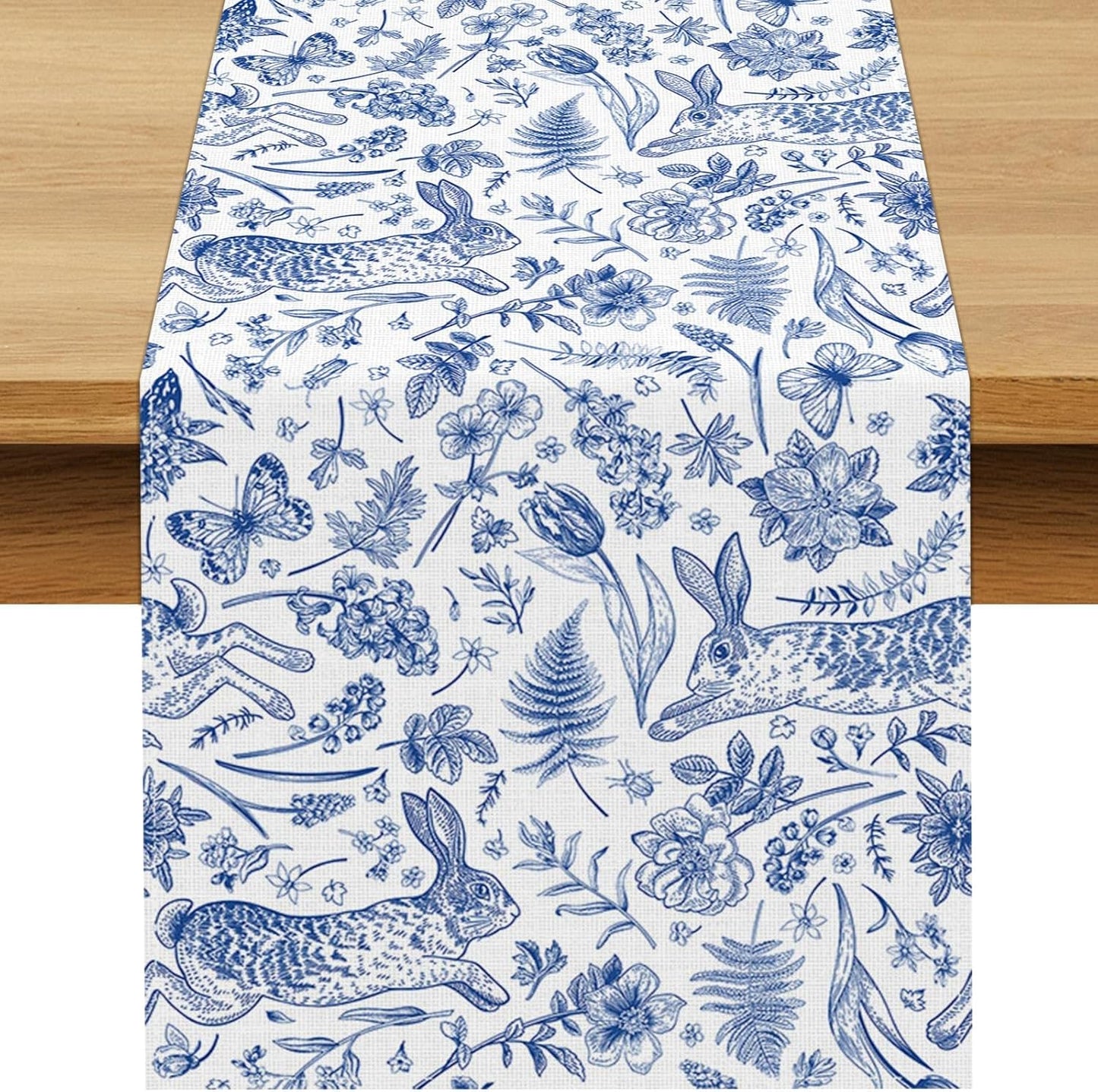 Camino Mesa Pascua Azul Toile de Jouy Decoración
