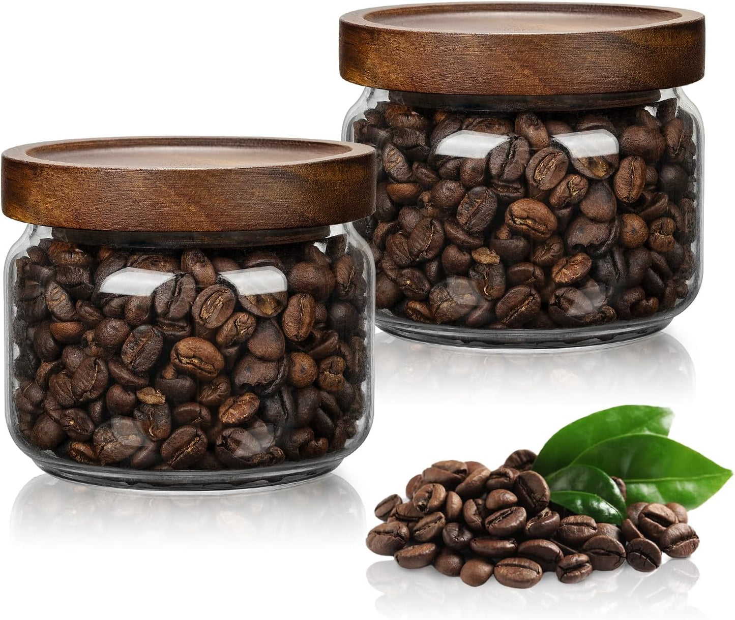 2 Pzas Tarros Vidrio Almacenamiento 300ml Tapa Madera