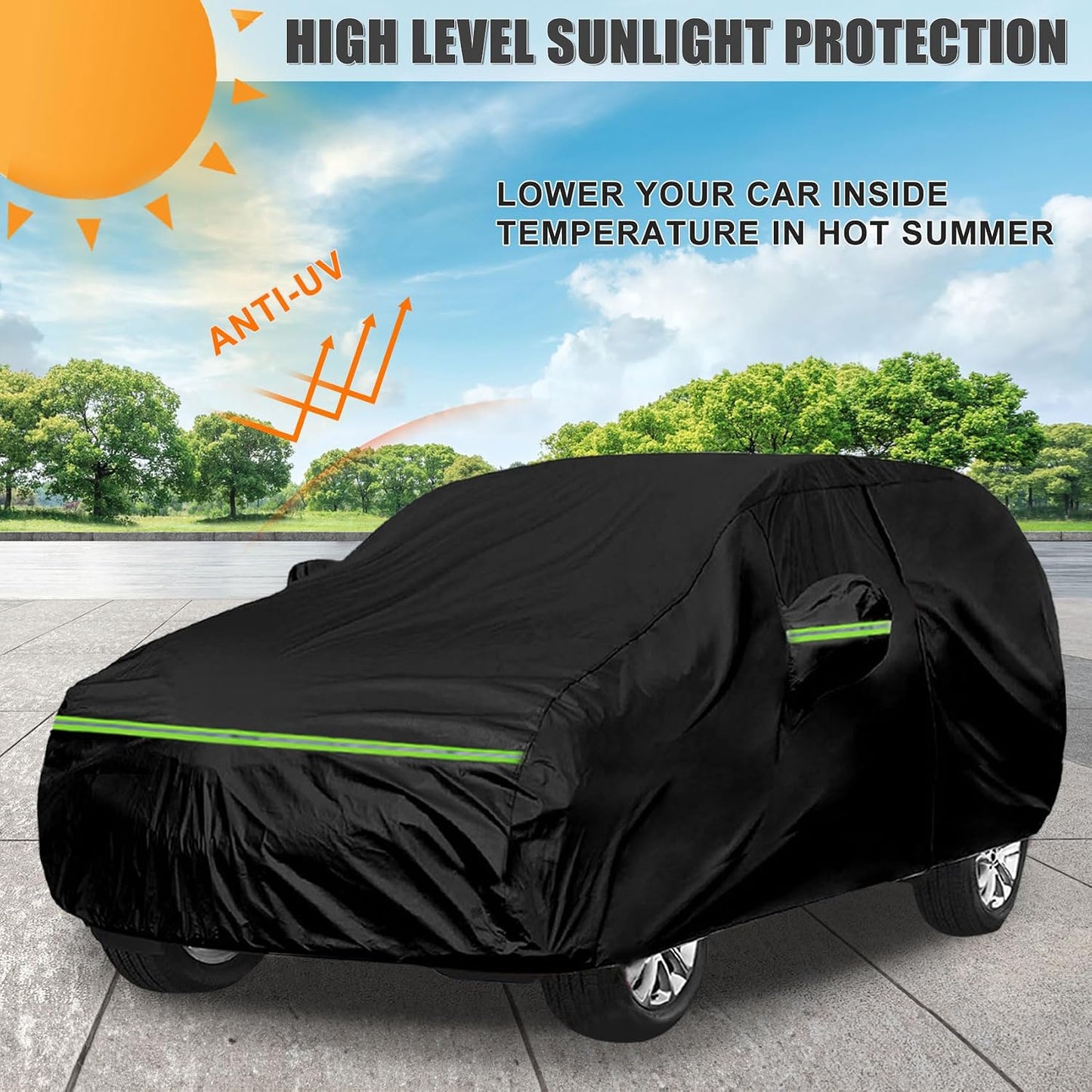Funda impermeable Toyota Sequoia 210T negra con cremalleras