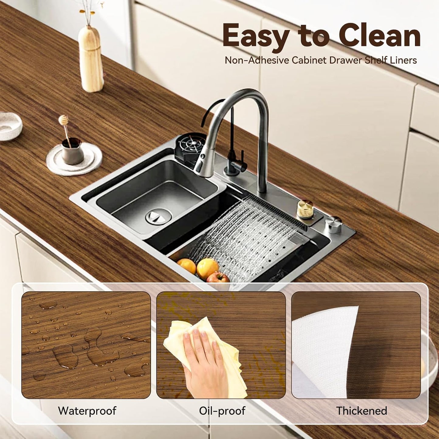 Tapete antiderrap para estantes de cocina lavable