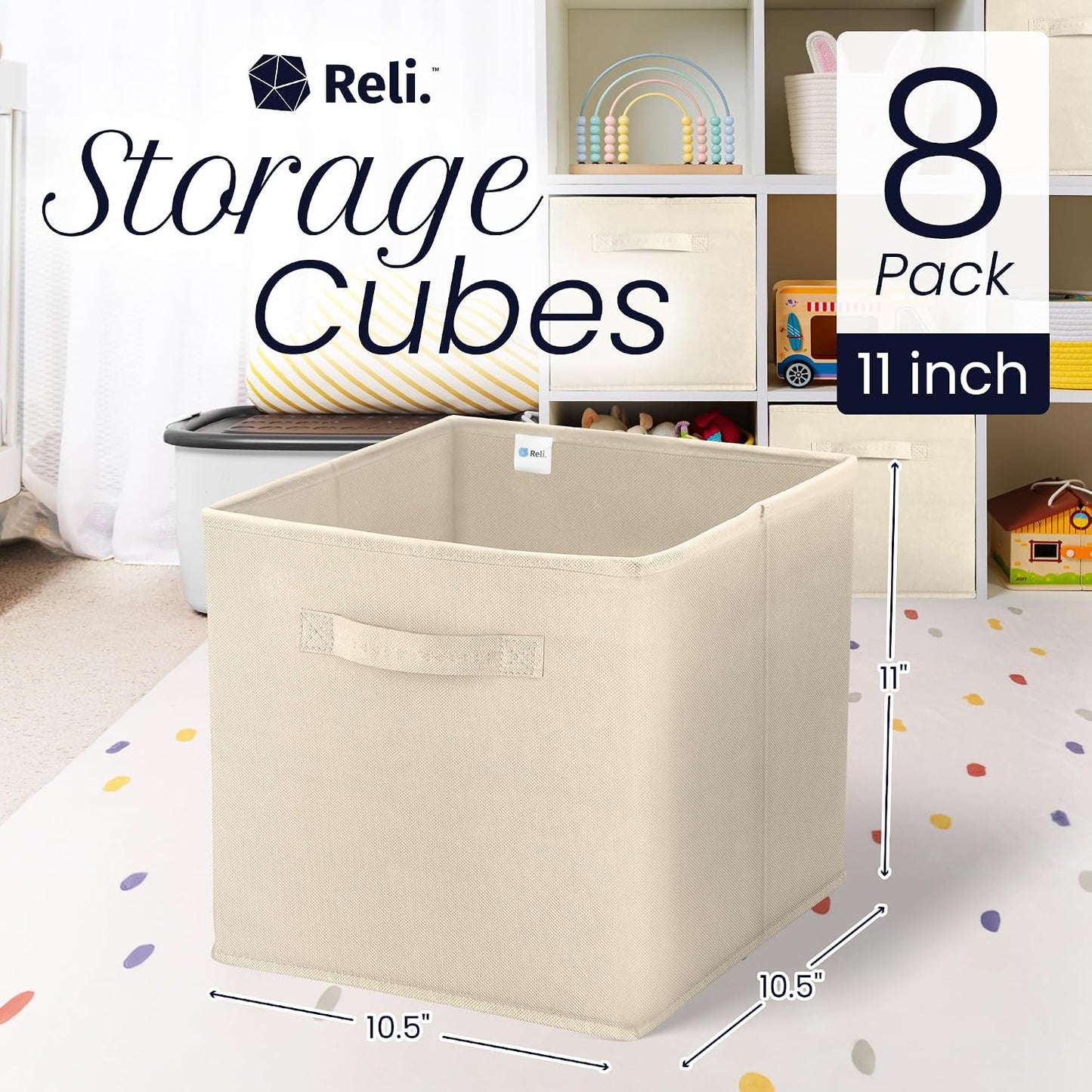 8 Organiz. Tela Beige 11x11" Plegables