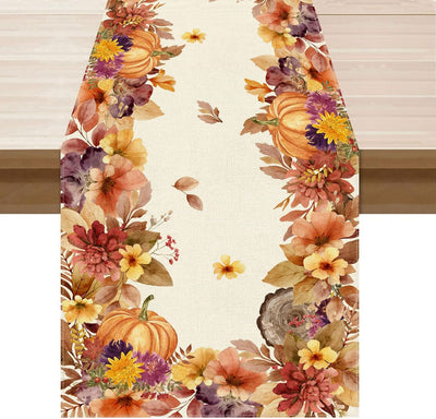 Camino mesa acuarela flores otoñales 13x72pulg decoración hogar