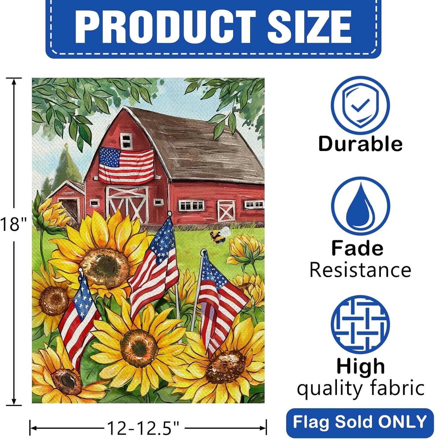 Bandera decorativa jardín girasol diseño flores rústica