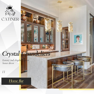 3 Lámparas Colgantes Cristal Dorado E26 para Comedor Dormitorio