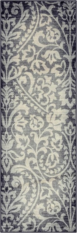 Alfombra pasillo floral 2x6ft antiderrap gris