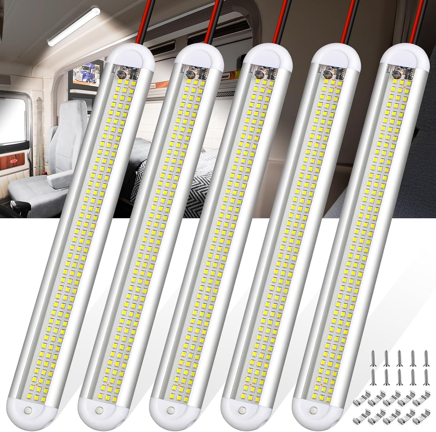 Tira luces LED 12V 120 ledes con interruptor caravana