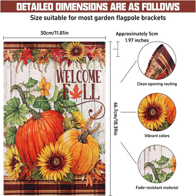 Banderas jardín otoño doble cara 12x18pulg calabaza arce