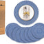 Set 8 manteles redondos trenzados azul para comedor