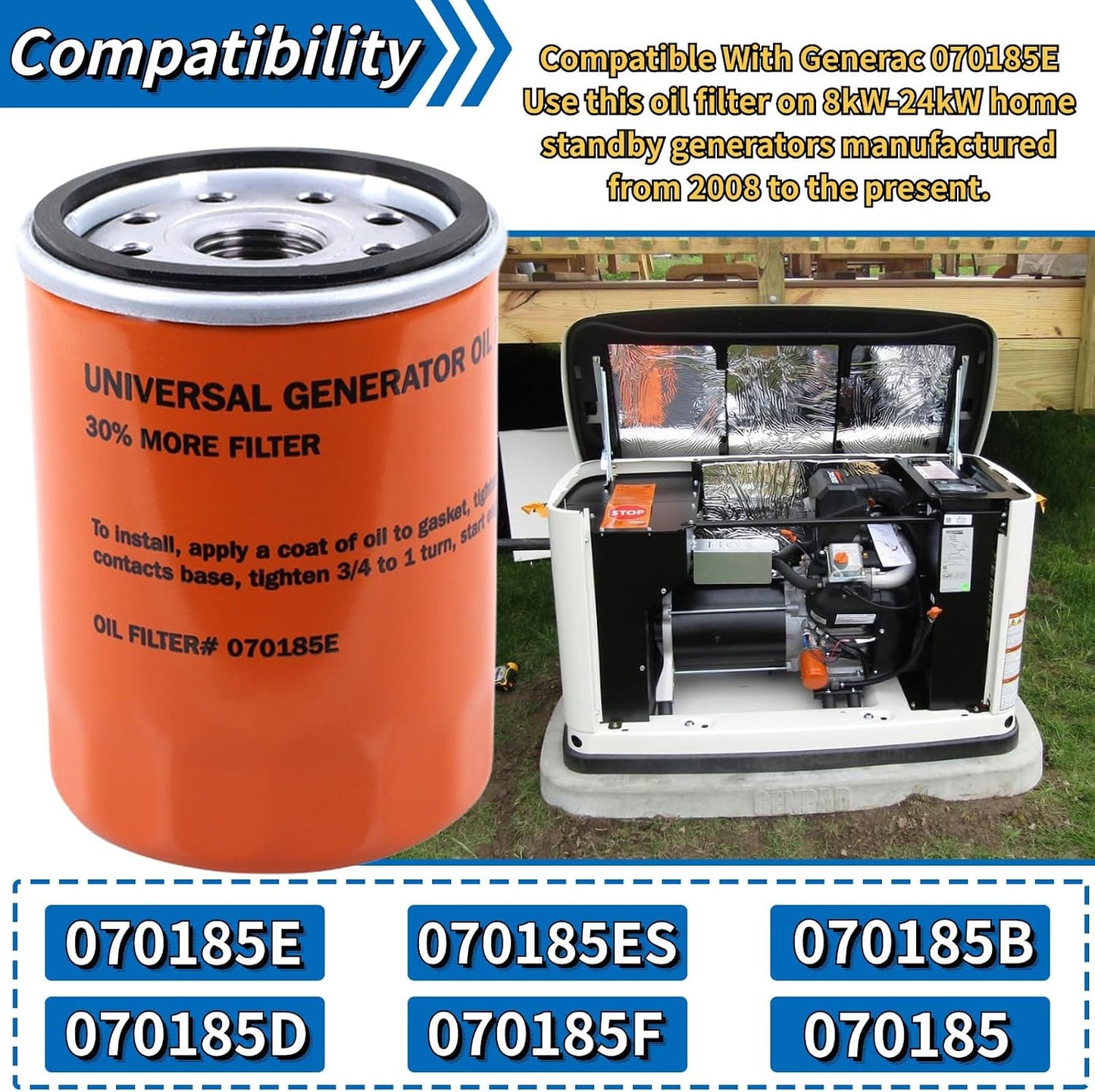 Filtro aceite comp Generac Guardian 8-24kw