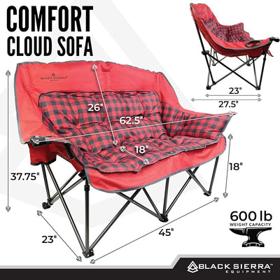 Silla camping doble plegable 600lb con bolsa