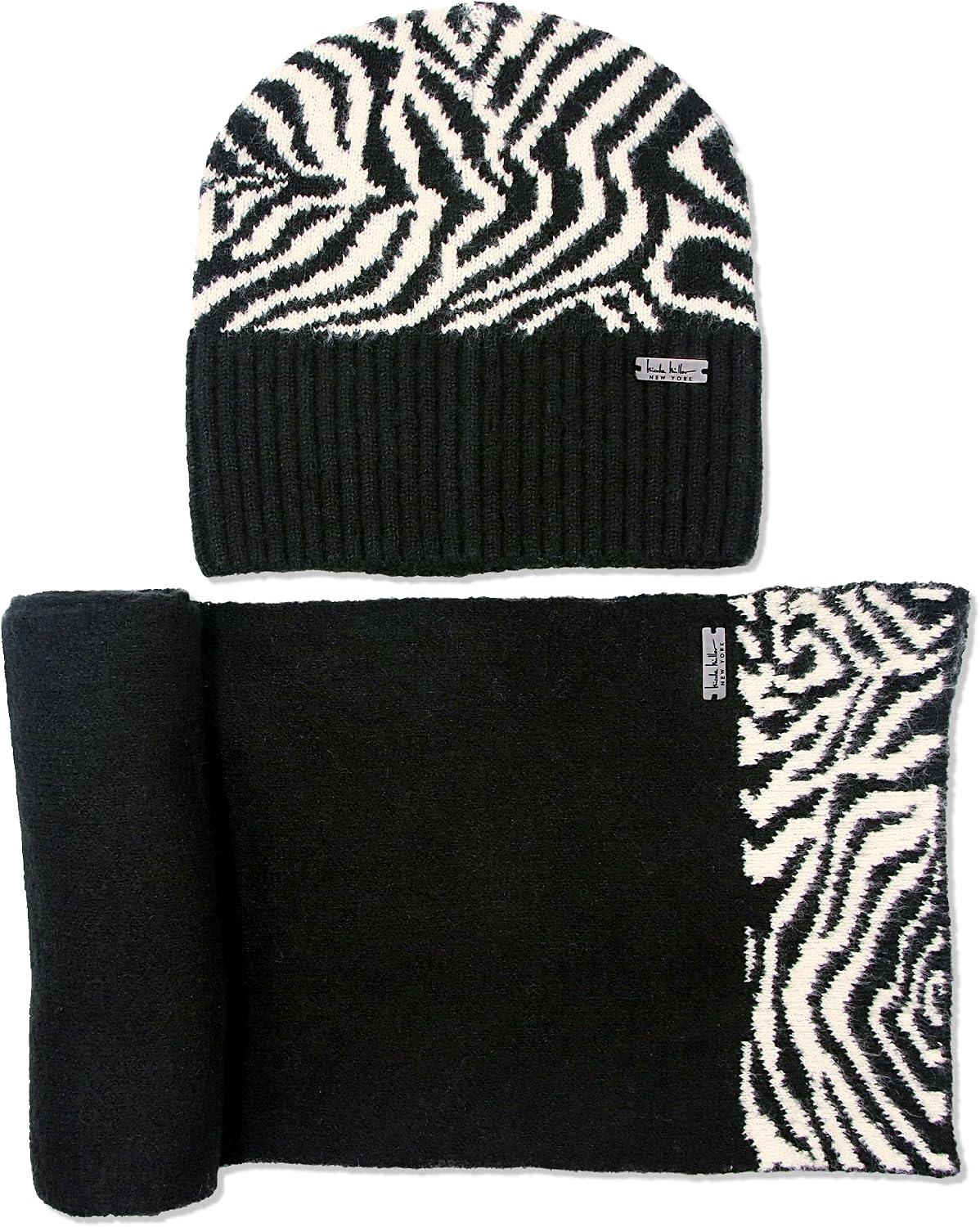 Conjunto bufanda colgante y gorro mujer