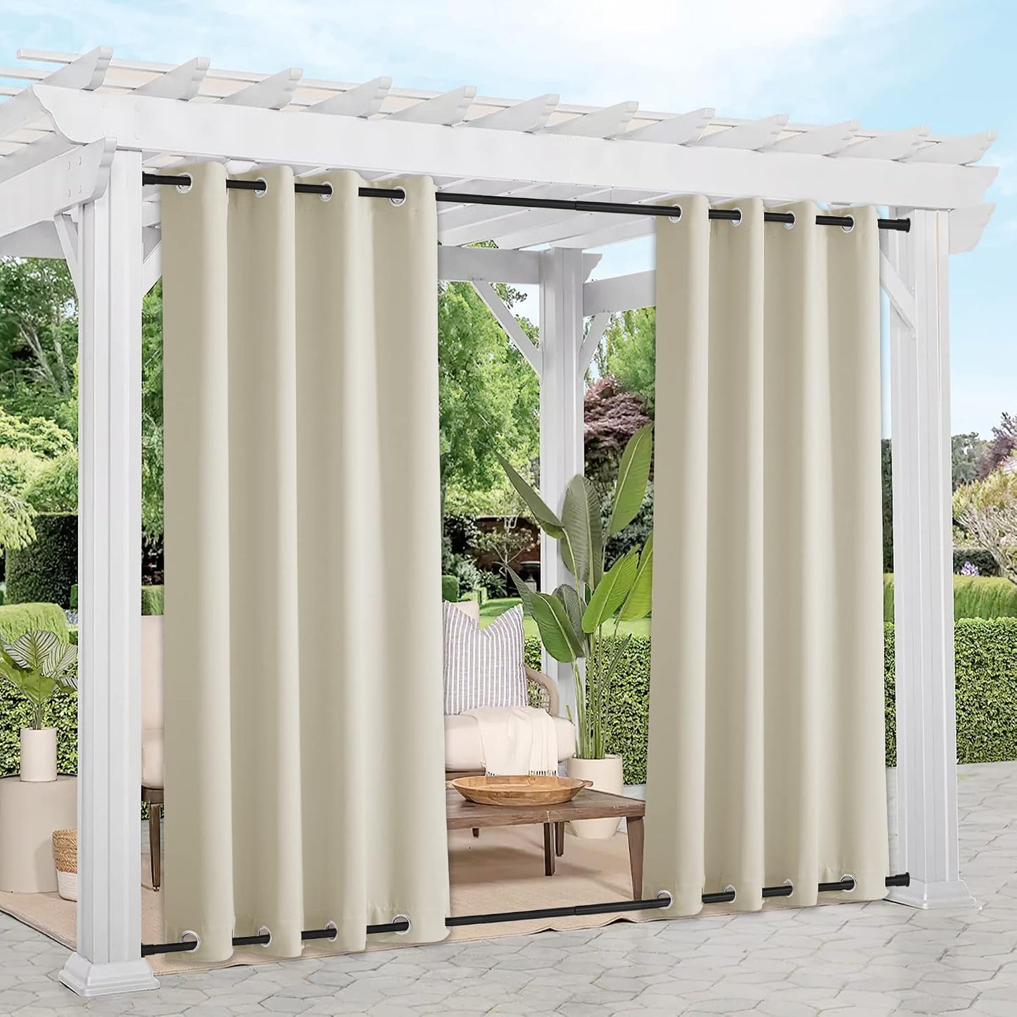 2 Cortinas opacas con peso impermeables resistentes viento